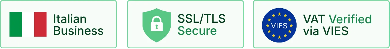 Italian business. SSL/TLS secure. VAT verified via VIES.